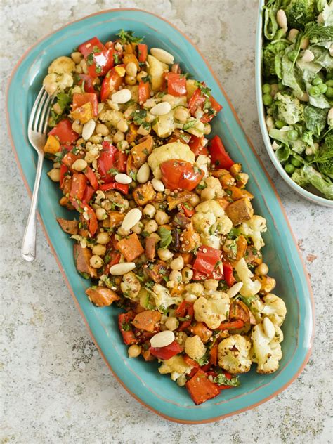 Roasted Vegetable And Chickpea Salad With A Smokey Paprika Dressing Ceri Jones Chef