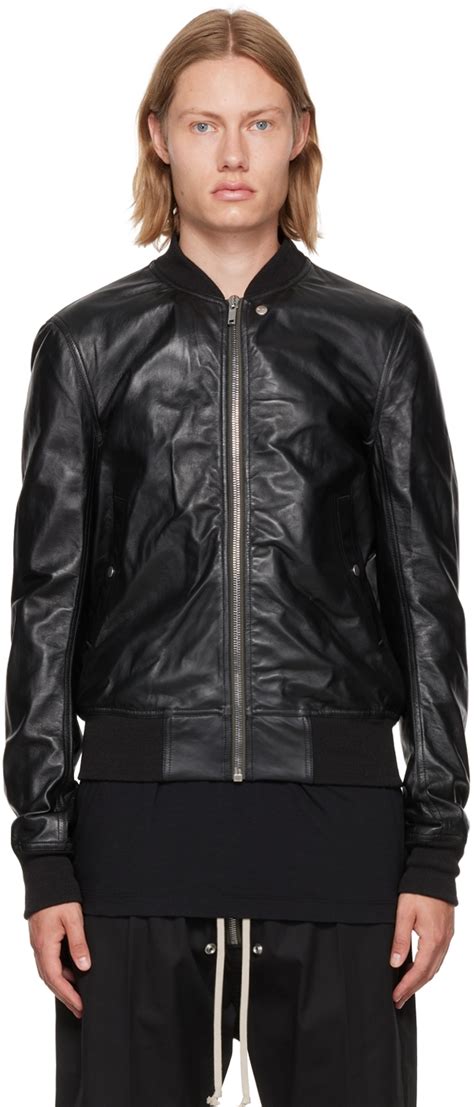 Black Lambskin Leather Jacket By Rick Owens On Sale