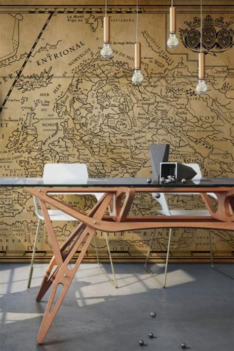 Vintage Map and Compass Wallpaper Mural | Wall Decoration UK | Mural ...