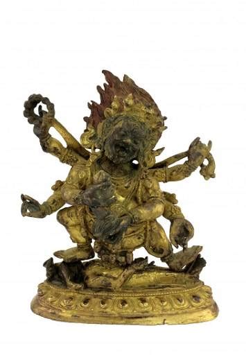 Sino Tibetan Gilt Bronze Six Armed Mahakala Jan 03 2015 Eden Fine