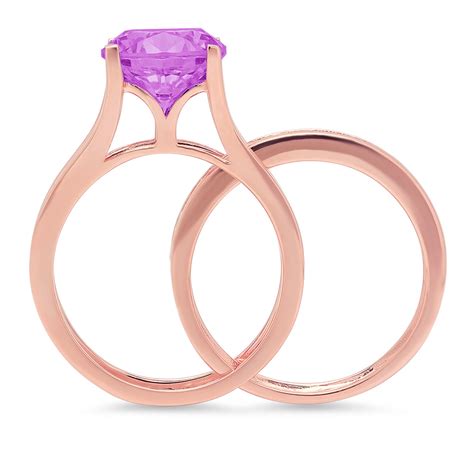 Clara Pucci 18k Rose Gold Round Cut 3ct Simulated Alexandrite