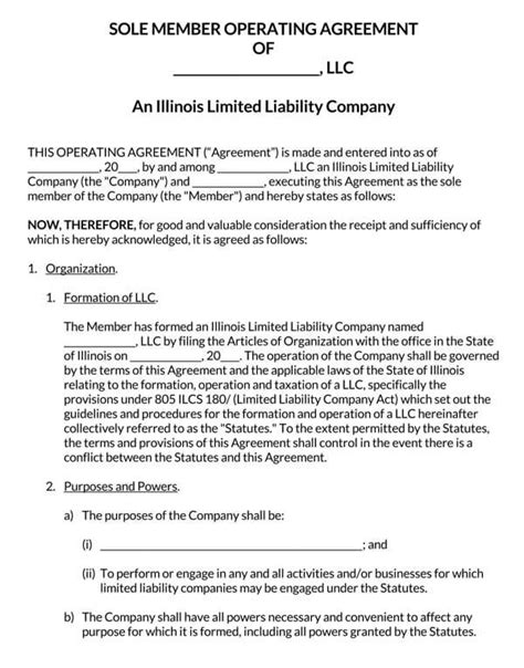 Free Illinois LLC Operating Agreement Templates Word PDF