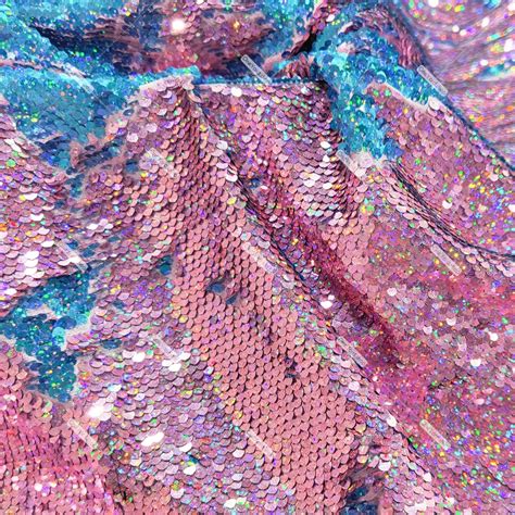 Hologram Pink Flip To Blue Reversible 5mm Sequin Fabric Oneyard