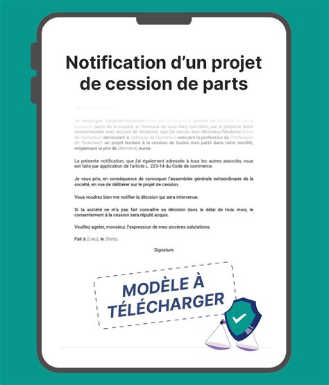 Notification D Un Projet De Cession De Parts Mod Le T L Charger