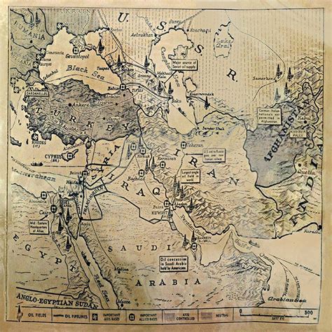 S Map Of Middle East Oil Fields During World War Etsy Finland