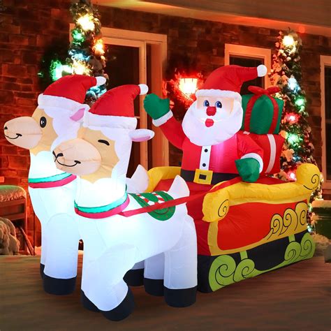 Large Santa On Llama Sleigh Inflatable 6 Ft Trineo De Navidad