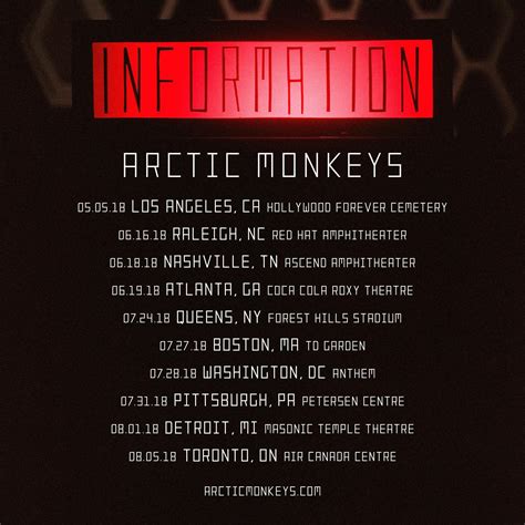 Arctic Monkeys North American Tour Dates : r/FireflyFestival