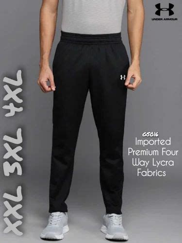 Solid Black Men S Plus Size 4way Lycra Joggers Track Pant Daily Wear