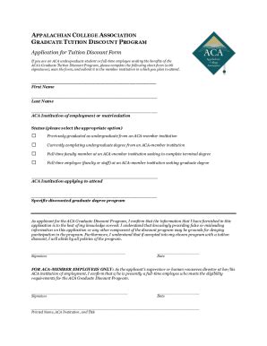 Fillable Online Appalachian College Association Tuition Form Fax Email ...