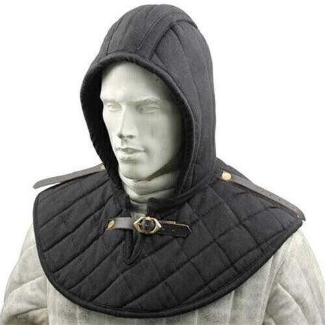 Casque Médiéval Intérieur En Coton Noir Rembourré Armure Capuche Coif