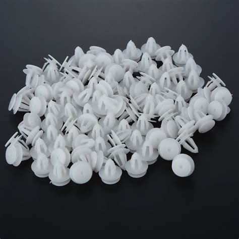 100pcs White Auto Bumper Fastener Rivet Retainer Push Engine Cover Fender Car Door Trim Panel