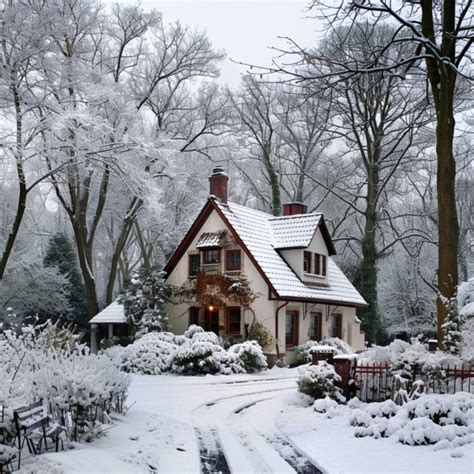 Snowy Winter Christmas Cottage Free Stock Photo - Public Domain Pictures