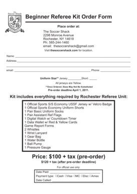 Fillable Online Rochester Wnyreferee Ref Kit Order Form Cdr