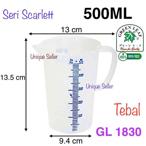 Gelas Ukur Ml Tebal Gelas Takar Scarlett Measuring Cup Green Leaf