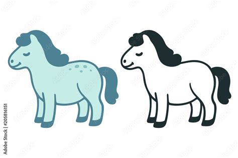 Cute fat pony drawing Stock Vector | Adobe Stock