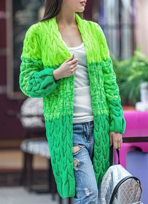 Long Cardigan Oversized Green Womens Cardigan Emerald Wool Etsy