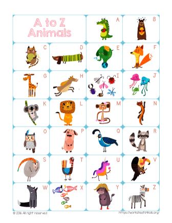 Free Animal Alphabet Chart