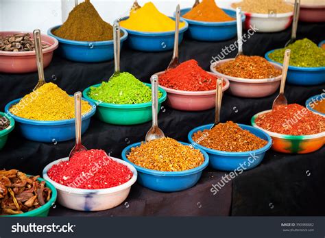 Indian Colored Spices Anjuna Flea Market Stock Photo 390988882