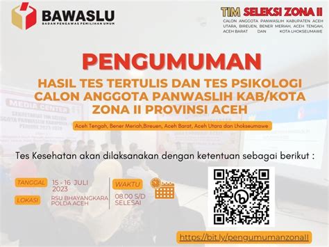 Timsel Panwaslih Zona II Aceh Umumkan Calon Komisioner Lulus Tes Tulis