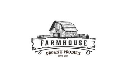 Vintage Farm Barn Logo Design Wood Royalty Free Vector