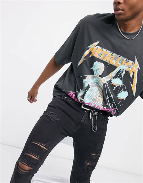 Asos Design Metallica Oversized T Shirt Asos