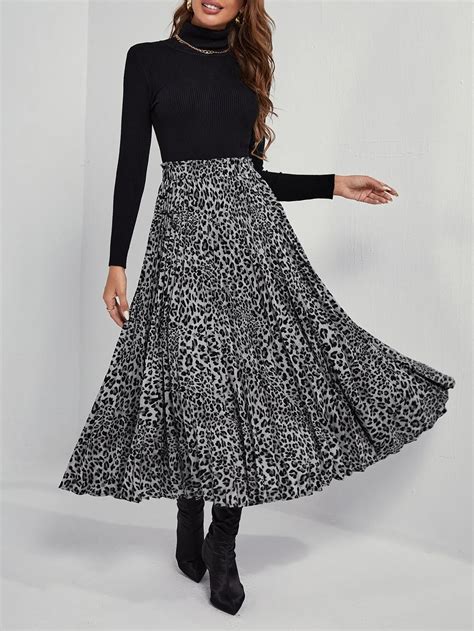 Shein Frenchy Leopard Print Pleated Skirt Shein Uk