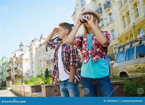 Group Of Children Travel In Europe Tourism And Vacation Concept Stock