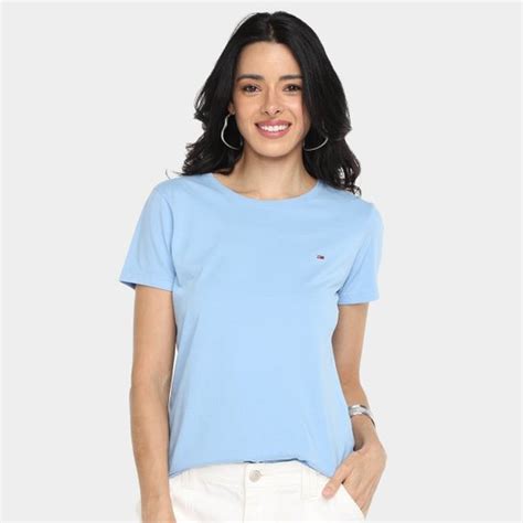 Camisas Da Tommy Feminina - Camiseta Tommy Hilfiger Soft Feminina - Azul | Netshoes