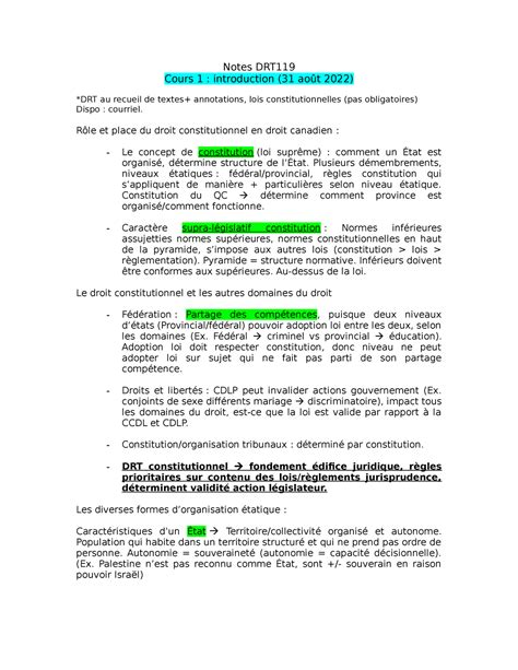 Notes Drt Lebel Grenier Notes Drt Cours Introduction