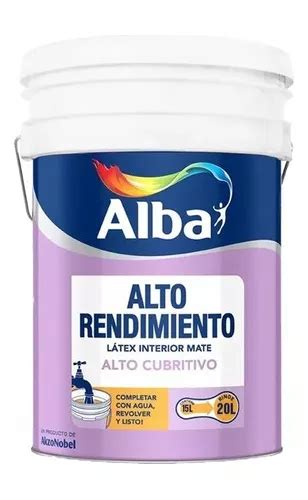 Pintura Latex Interior Alto Rendimiento Alba Lt Rinde Lt