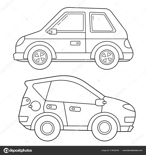 Página para colorear Esquema de coche de dibujos animados Imágenes