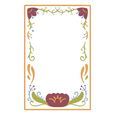 Rectangular Frame With Colorful Flowers Png And Svg Design For T Shirts