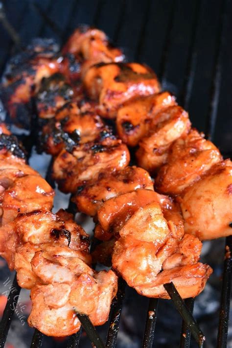 These Grilled BBQ Chicken Skewers Are Made With Chicken Thigh Meat And