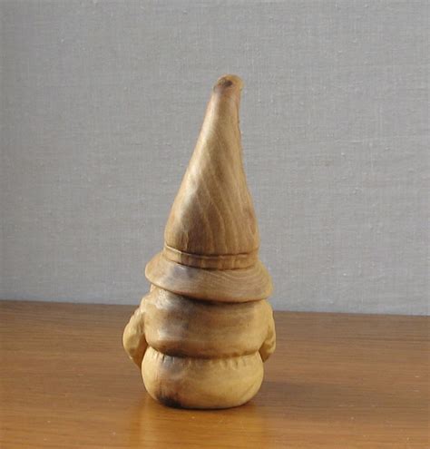 Gnome Wooden Figurine Nut Wood Carving Wooden Carved Etsy