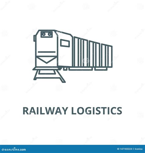 Railway Logistics Train Cargo Vector Line Icon Linear Concept Outline