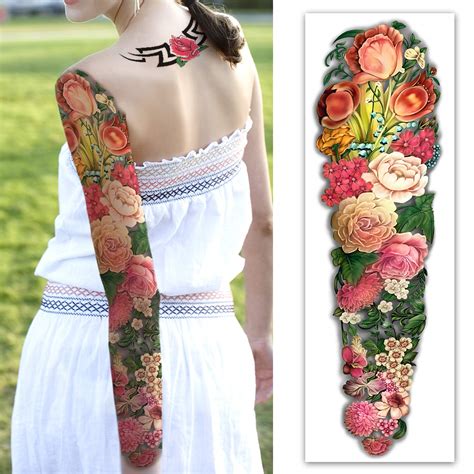 Yazhiji Extra Large Temporary Tattoos Sheets Full Arm Fake Tattoos