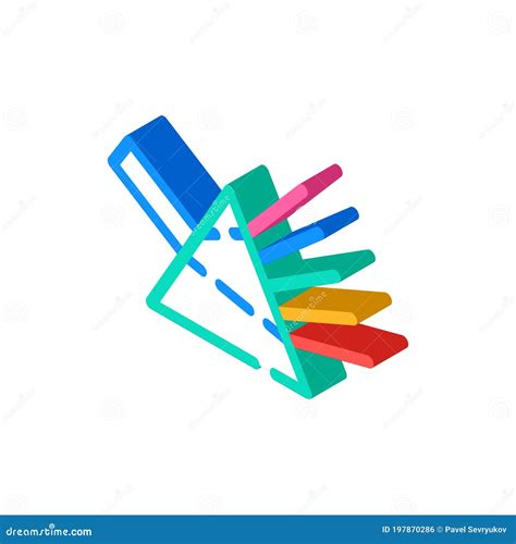 Refraction of Light Rays Prism Isometric Icon Vector Illustration Stock ...