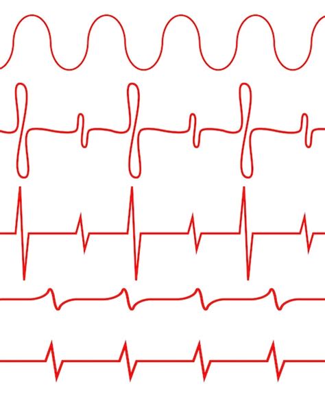 Conjunto Inconsútil De Latidos Del Corazón De Líneas Vector Premium