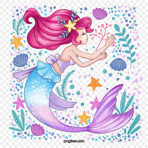 Hand Drawn Cartoon Png Image Hand Drawn Cartoon Ocean Mermaid Mermaid Clipart Mermaid Hand