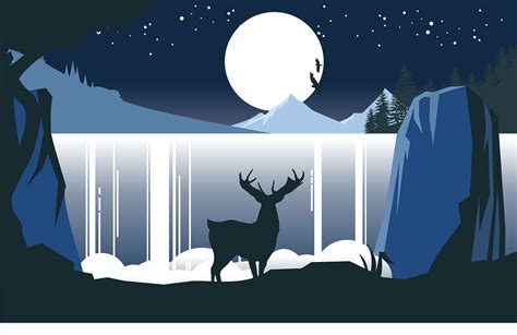 Download Deer, Waterfall, Moon. Royalty-Free Vector Graphic - Pixabay