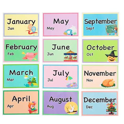 Months Of The Year Printable Flash Cards