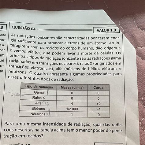 Para Uma Mesma Intensidade De Radiação - Para uma mesma intensidade de radiação, qual das radiações descritas na ...