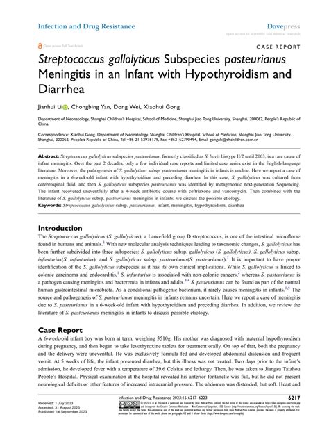 Pdf Streptococcus Gallolyticus Subspecies Pasteurianus Meningitis In