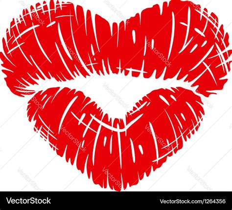 Red Lips Print In Heart Shape Royalty Free Vector Image