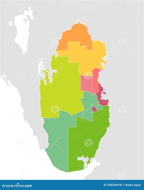 Qatar Map Administrative Division Separates Regions And Names