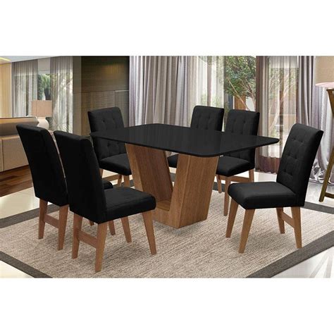 Conjunto De Mesa Para Sala De Jantar C 6 Cadeira Venez Dobue Cedro