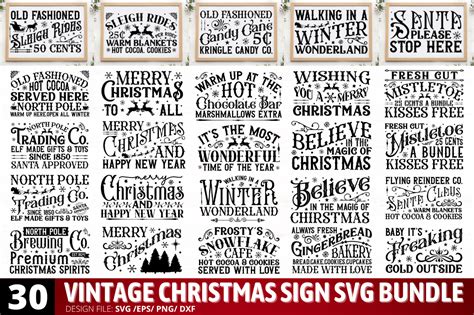 Vintage Christmas Sign Svg Bundle Graphic By Regulrcrative · Creative