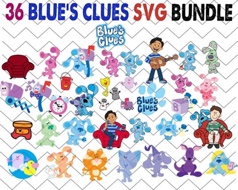 36 Pcs Blues Clues Svg Bundle Blues Clues Svg Dog Blue Etsy