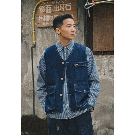 AMEKAJI WEAR RETRO DENIM VEST BY WATERMANDY, Men's Fashion, Coats ...
