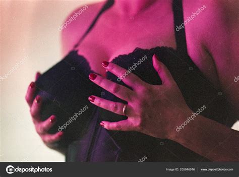 Sexy Busty Big Breasts Female Model Posing Sensuous Erotic Lingerie